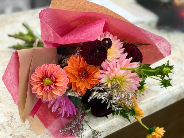 Wrapped Dahlia Bouquet