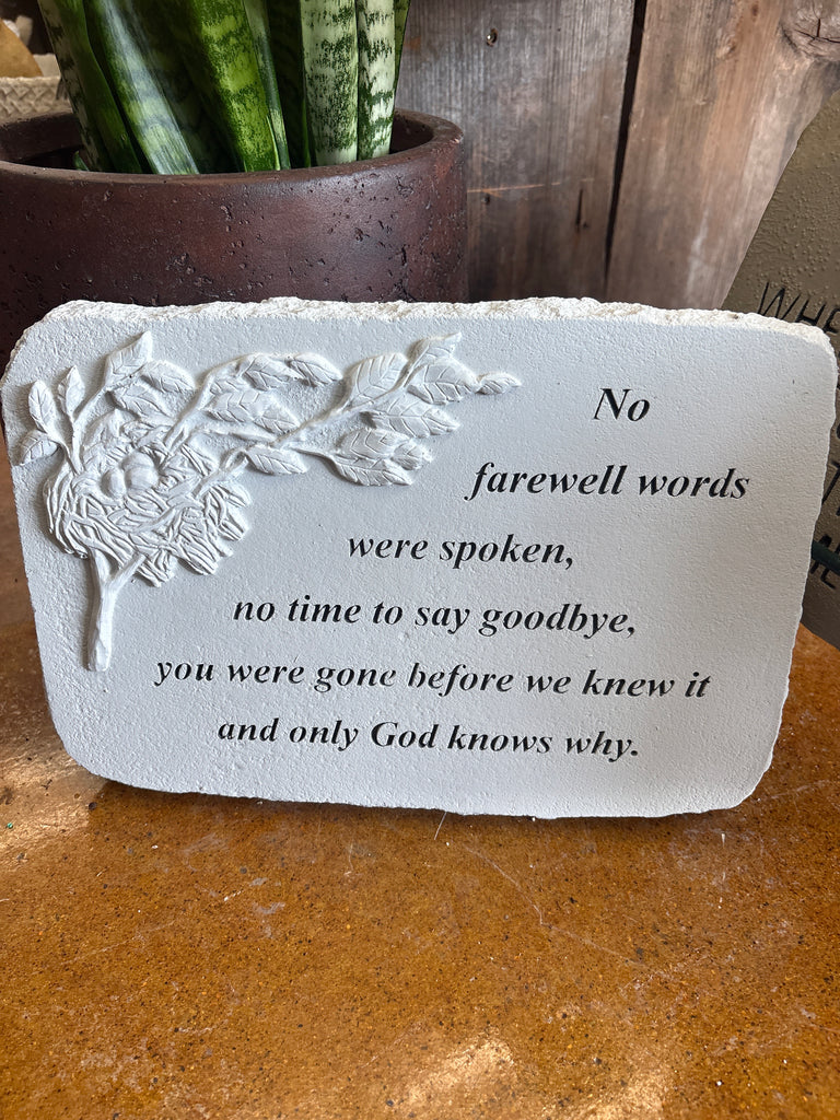 No Farewell Words Memorial Stone