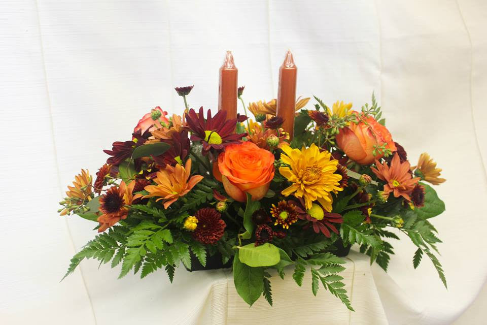 Fall Centerpiece with Two Candles
