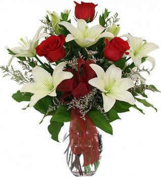 Red Roses with White Lilies