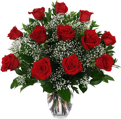 Dozen Long Stem Red Rose Bouquet