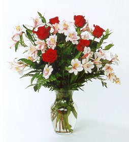 Roses and Alstroemeria Bouquet in a Vase
